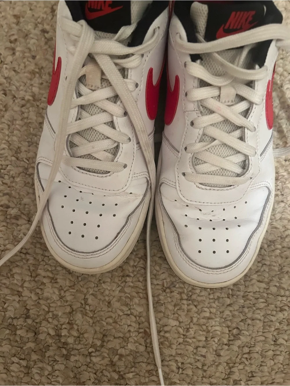 Nike Kids' White and Red Court Borough Low-Top Sneakers
